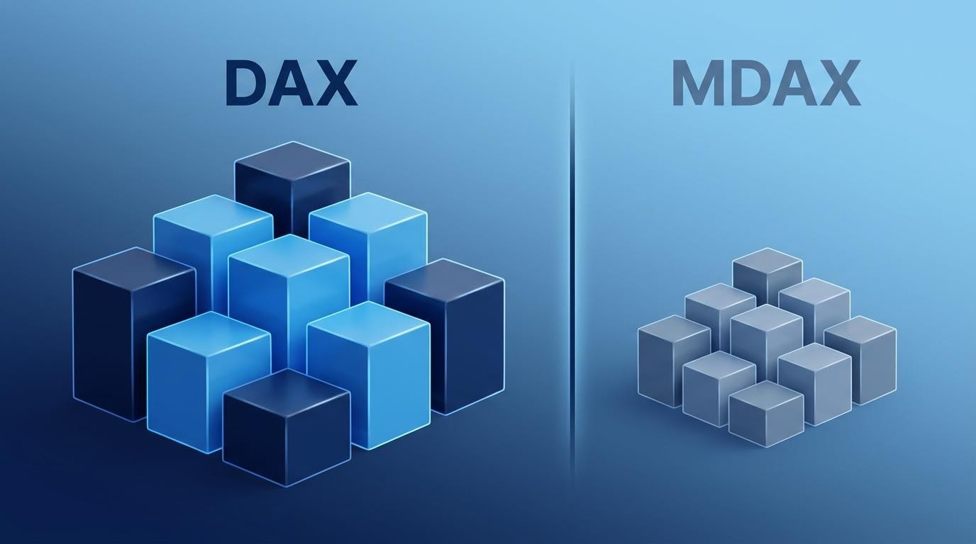 Abstrakte Gegenüberstellung von DAX und MDAX